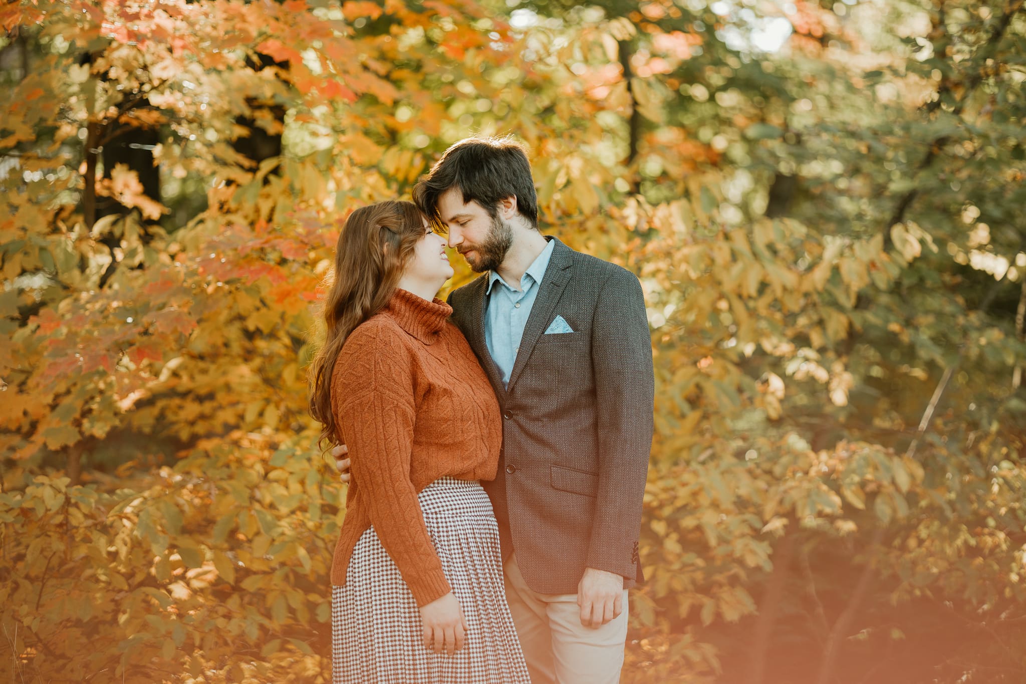 Golden hour engagement session at lockridge park in alburtis.