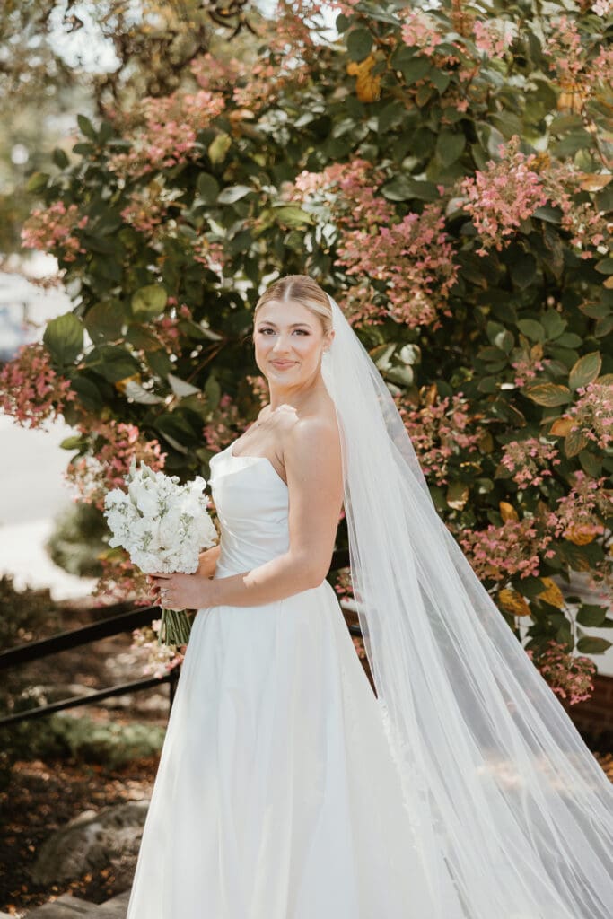 Luxury bridal portraits of bride and  at Brookside Country Club, Lehigh Valley