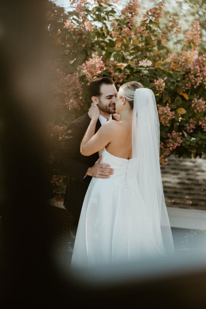 First kiss bride and groom at Luxury wedding Lehigh Valley PA