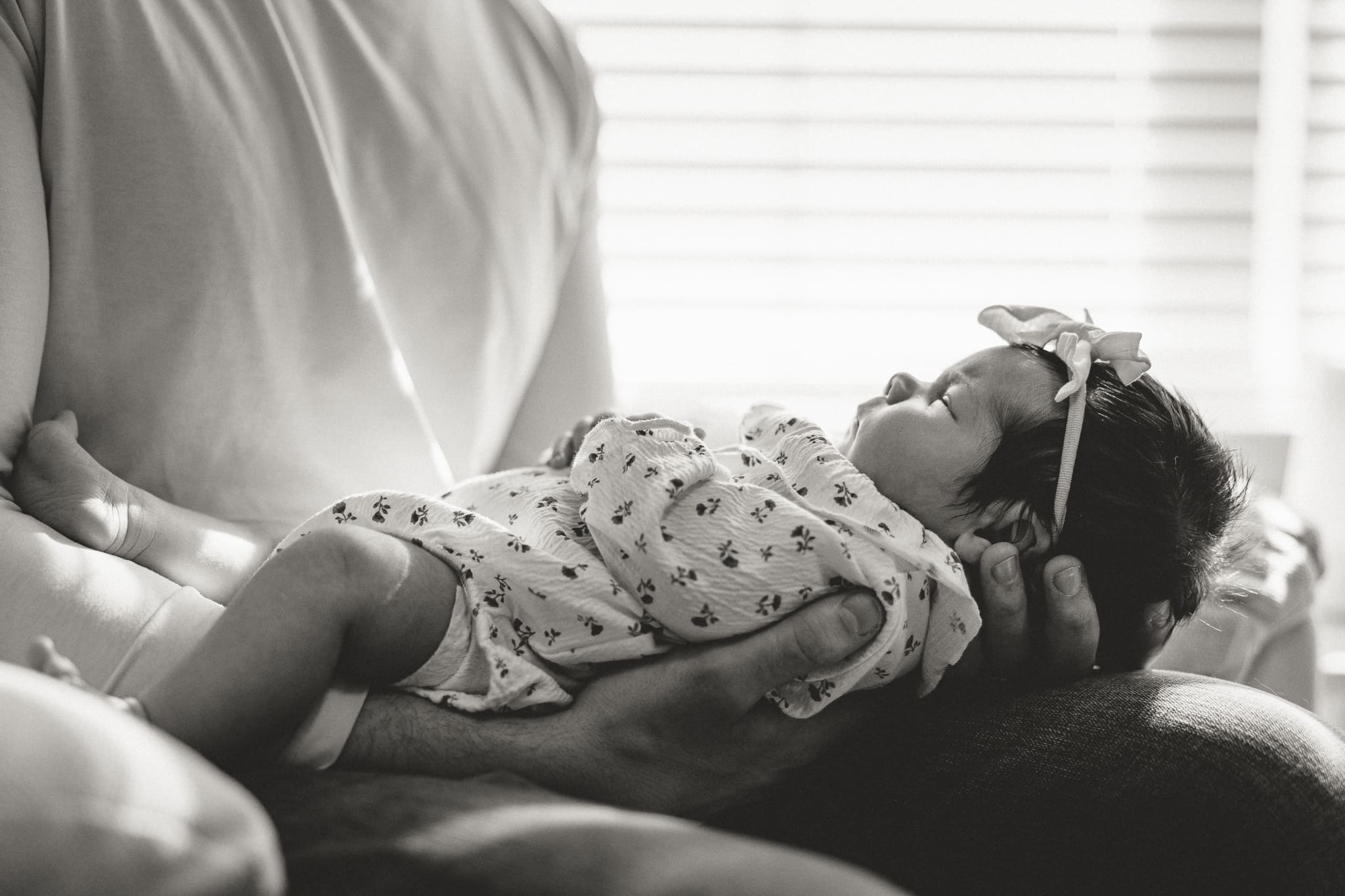 Lifestyle newborn photography in the Lehigh Valley with soft, diffused window light.