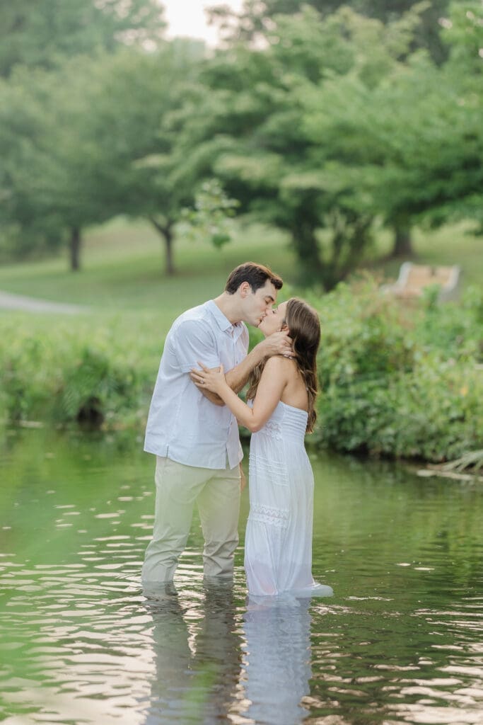 Creek portraits during Allentown Rose Garden engagement session