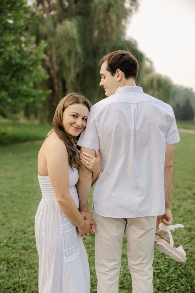 Couple walking through Allentown Rose Garden